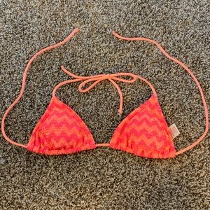 Neon Pink/coral bikini top - size small